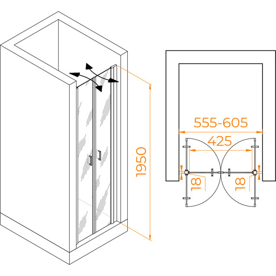 Душевая дверь RGW PA-104 60 см 060810406-11, хром/прозрачное - фото 5
