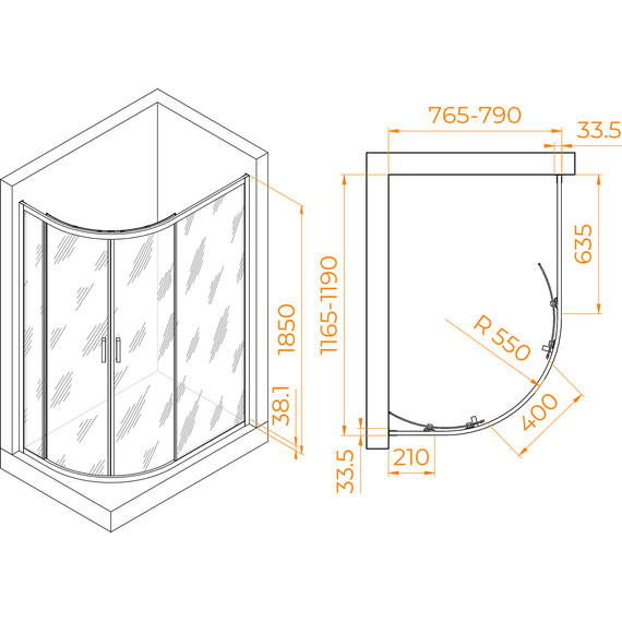 Душевое ограждение RGW PA-61 120x80 см 41086182-11, хром/прозрачное - фото 3