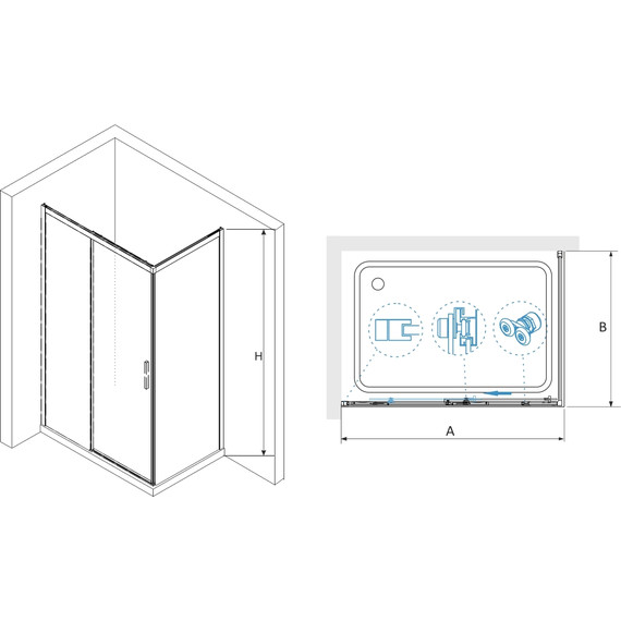Душевое ограждение RGW LE-41-1B 190x100 см 341241109-014, чёрный/прозрачное - фото 5