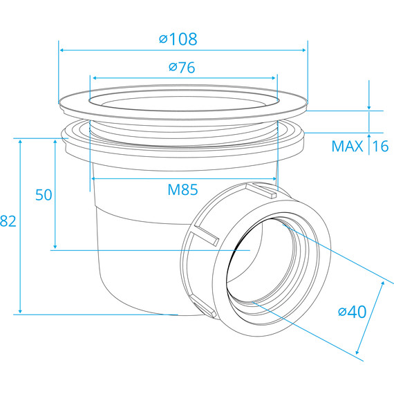 Сифон для душевого поддона RGW S-010-1 90 мм 502411101-03, бежевый - фото 3