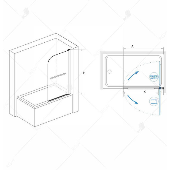 Шторка для ванны RGW SC-114B 80 см 411111408-14, чёрный/прозрачное - фото, картинка 7 Шторка для ванны RGW SC-114B 80 см 411111408-14, чёрный/прозрачное - фото 7