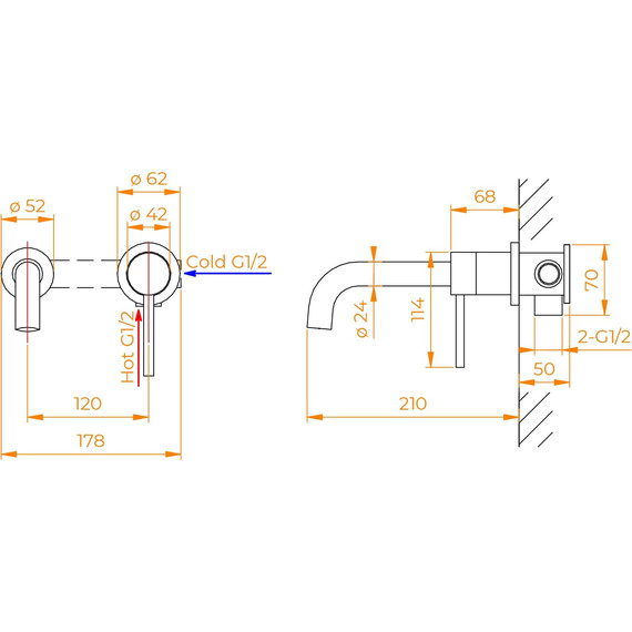 Смеситель для раковины настенный RGW SP-47 51140547-01 - фото 3