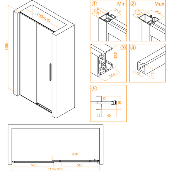 Душевая дверь RGW SV-12G 120 см 32321212-16, золото/прозрачное - фото 4