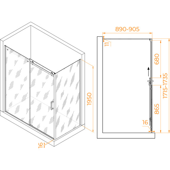 Душевое ограждение RGW TO-44-1B 170x90 см 020744179-14 (стекло 8 мм) чёрный/прозрачное - фото 3