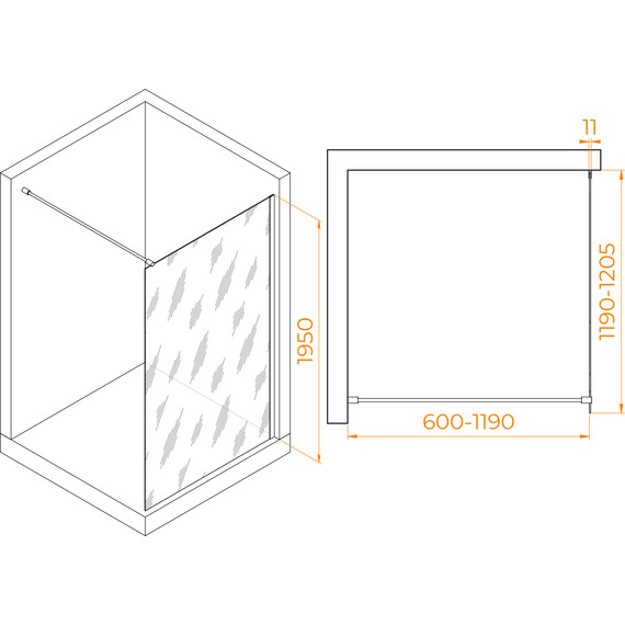 Душевая перегородка RGW WA-002B 120x195 см 35100212-14 с кронштейном в комплекте, черный/прозрачное - фото 5