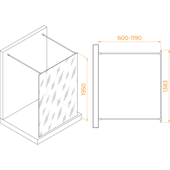 Душевая перегородка RGW WA-016 140x195 см 35101614-11 (стекло 8 мм) с кронштейнами, хром/прозрачное - фото 7