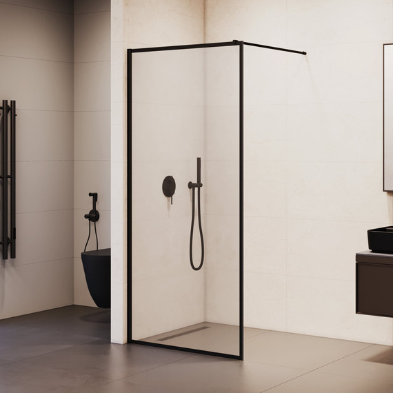 Душевая перегородка RGW WA-012B 100x200 см 35101210-84 (стекло 8 мм) с кронштейном в комплекте, чёрный/прозрачное - фото 4