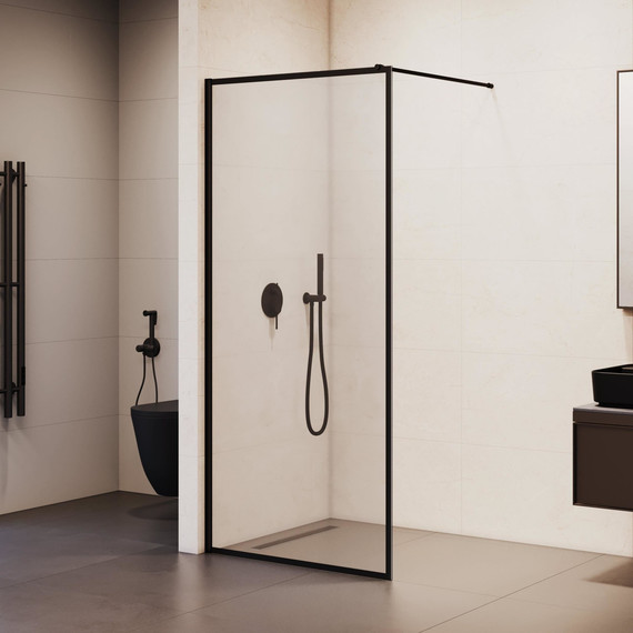 Душевая перегородка RGW WA-012B 120x200 см 35101212-84 (стекло 8 мм) с кронштейном в комплекте, чёрный/прозрачное - фото 4