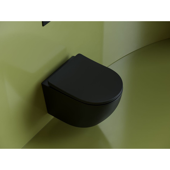Унитаз подвесной безободковый Ceramicanova Uno Rimless CN11001MB с крышкой микролифт, чёрный матовый, Цвет производителя: чёрный матовый - фото 3