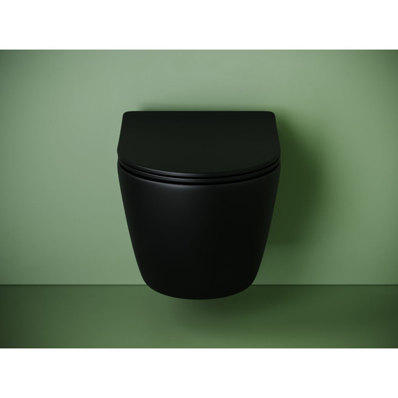 Унитаз подвесной безободковый Ceramicanova Uno CN11001TMB (система смыва Торнадо) с крышкой микролифт, чёрный матовый, Цвет производителя: чёрный матовый - фото 2