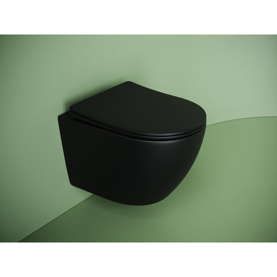 Унитаз подвесной безободковый Ceramicanova Uno CN11001TMB (система смыва Торнадо) с крышкой микролифт, чёрный матовый, Цвет производителя: чёрный матовый - фото 4