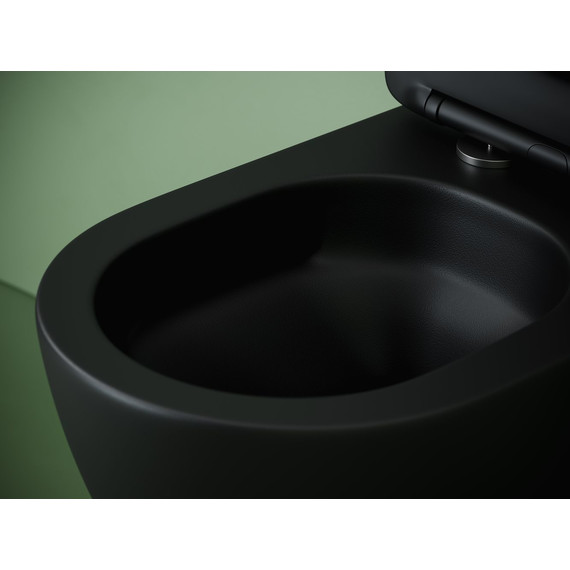 Унитаз подвесной безободковый Ceramicanova Uno CN11001TMB (система смыва Торнадо) с крышкой микролифт, чёрный матовый, Цвет производителя: чёрный матовый - фото 5