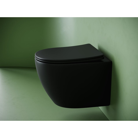 Унитаз подвесной безободковый Ceramicanova Uno CN11001TMB (система смыва Торнадо) с крышкой микролифт, чёрный матовый, Цвет производителя: чёрный матовый - фото 6