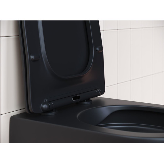 Унитаз подвесной безободковый Ceramicanova Play Rimless CN3001MB с крышкой микролифт, чёрный матовый, Цвет производителя: чёрный матовый - фото 8