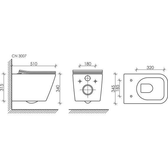 Унитаз подвесной безободковый Ceramicanova Metric Rimless CN3007MB с крышкой микролифт, чёрный матовый, Цвет производителя: чёрный матовый - фото 12