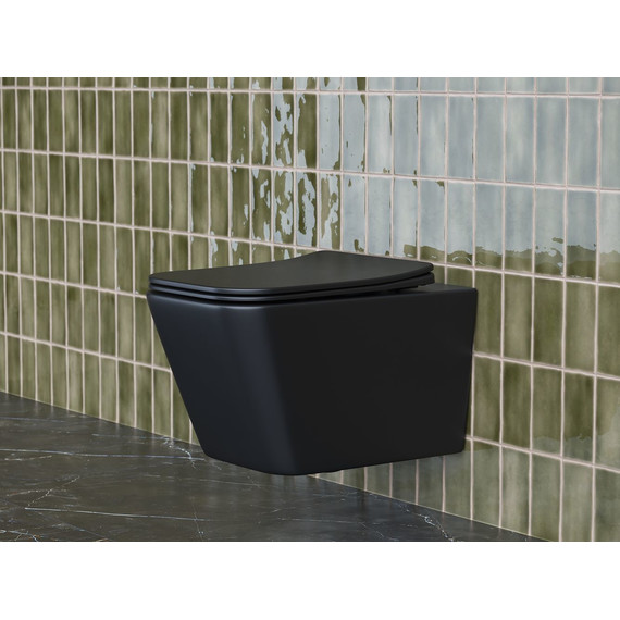 Унитаз подвесной безободковый Ceramicanova Metric Rimless CN3007MB с крышкой микролифт, чёрный матовый, Цвет производителя: чёрный матовый - фото 2