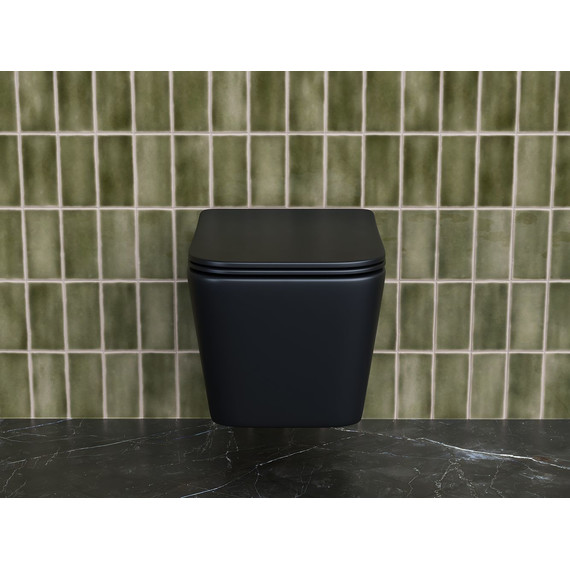 Унитаз подвесной безободковый Ceramicanova Metric Rimless CN3007MB с крышкой микролифт, чёрный матовый, Цвет производителя: чёрный матовый - фото 3