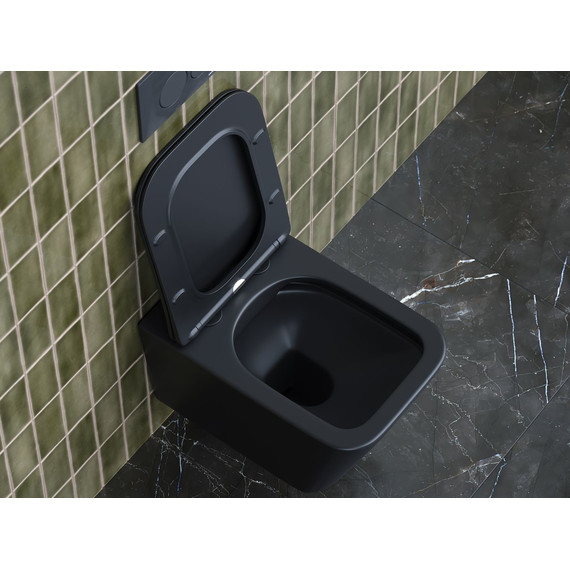 Унитаз подвесной безободковый Ceramicanova Metric Rimless CN3007MB с крышкой микролифт, чёрный матовый, Цвет производителя: чёрный матовый - фото 4