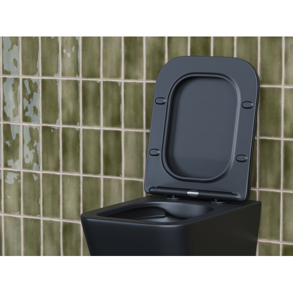 Унитаз подвесной безободковый Ceramicanova Metric Rimless CN3007MB с крышкой микролифт, чёрный матовый, Цвет производителя: чёрный матовый - фото 8