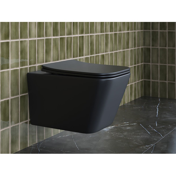 Унитаз подвесной безободковый Ceramicanova Metric Rimless CN3007MB с крышкой микролифт, чёрный матовый, Цвет производителя: чёрный матовый - фото 9