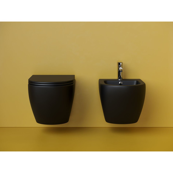 Унитаз подвесной безободковый Ceramicanova Metropol CN4002TMB (система смыва Торнадо) с крышкой микролифт, чёрный матовый - фото 4