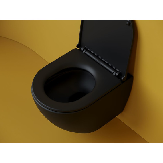 Унитаз подвесной безободковый Ceramicanova Metropol CN4002TMB (система смыва Торнадо) с крышкой микролифт, чёрный матовый - фото 7