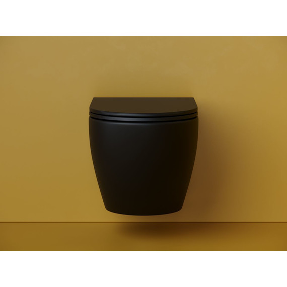 Унитаз подвесной безободковый Ceramicanova Metropol CN4002TMB (система смыва Торнадо) с крышкой микролифт, чёрный матовый - фото 9