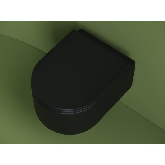 Унитаз подвесной безободковый Ceramicanova Ulma Rimless CN4006MB с крышкой микролифт, чёрный матовый, Цвет производителя: чёрный матовый - фото 9