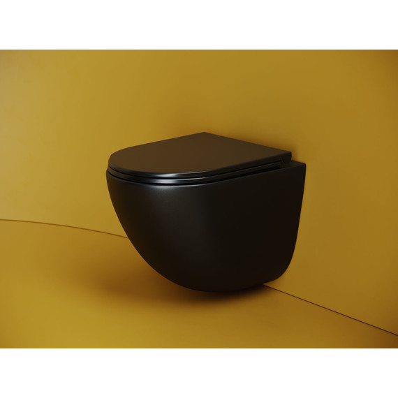 Унитаз подвесной безободковый Ceramicanova Vogue CN4008TMB (система смыва Торнадо) с крышкой микролифт, чёрный матовый, Цвет производителя: чёрный матовый - фото 2