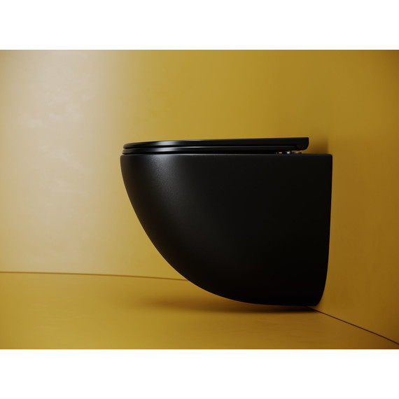 Унитаз подвесной безободковый Ceramicanova Vogue CN4008TMB (система смыва Торнадо) с крышкой микролифт, чёрный матовый, Цвет производителя: чёрный матовый - фото 8