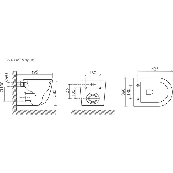 Унитаз подвесной безободковый Ceramicanova Vogue CN4008T (система смыва Торнадо) с крышкой микролифт, Цвет производителя: белый - фото 10