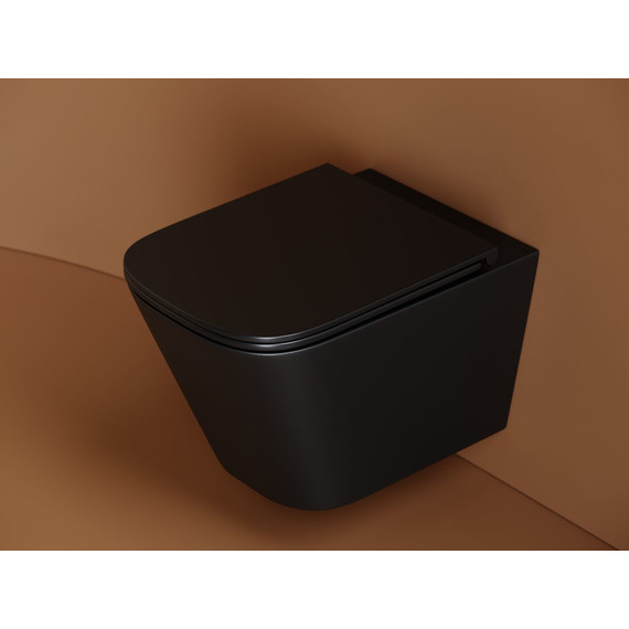Унитаз подвесной безободковый Ceramicanova Union CN4009TMB (система смыва Торнадо) с крышкой микролифт, чёрный матовый, Цвет производителя: чёрный матовый - фото 2