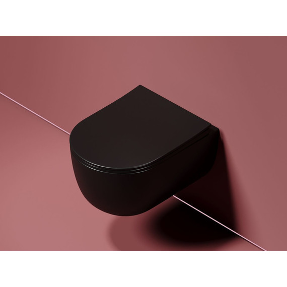 Унитаз подвесной безободковый Ceramicanova Modena Rimless CN6063MB с крышкой микролифт, чёрный матовый, Цвет производителя: чёрный матовый - фото 2