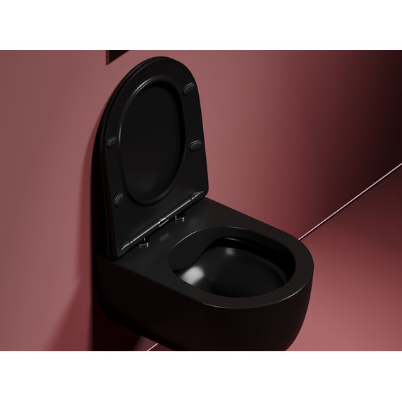 Унитаз подвесной безободковый Ceramicanova Modena Rimless CN6063MB с крышкой микролифт, чёрный матовый, Цвет производителя: чёрный матовый - фото 3