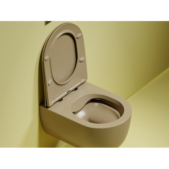 Унитаз подвесной безободковый Ceramicanova Modena Rimless CN6063MC с крышкой микролифт, коричневый, Цвет производителя: коричневый - фото 3