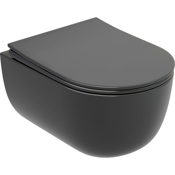 Унитаз подвесной безободковый Ceramicanova Modena Rimless CN6063MDH с крышкой микролифт, чёрный матовый - фото 