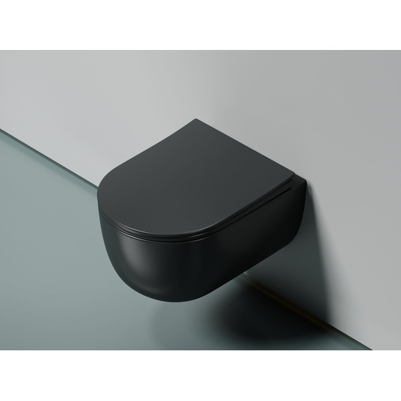 Унитаз подвесной безободковый Ceramicanova Modena Rimless CN6063MDH с крышкой микролифт, чёрный матовый - фото 2