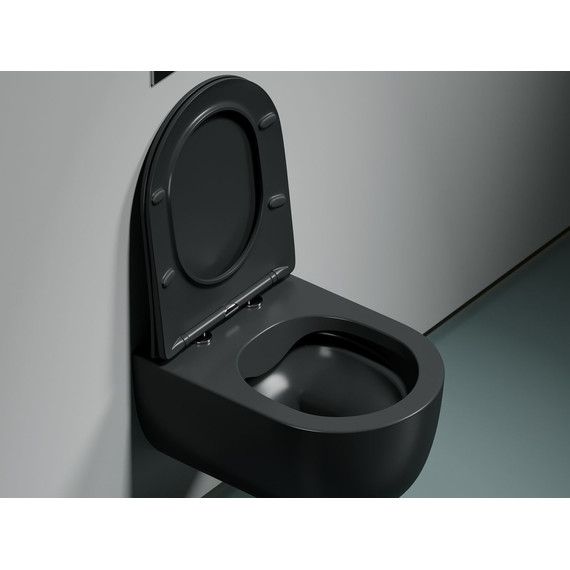 Унитаз подвесной безободковый Ceramicanova Modena Rimless CN6063MDH с крышкой микролифт, чёрный матовый - фото 3