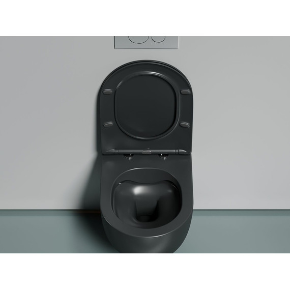 Унитаз подвесной безободковый Ceramicanova Modena Rimless CN6063MDH с крышкой микролифт, чёрный матовый - фото 4