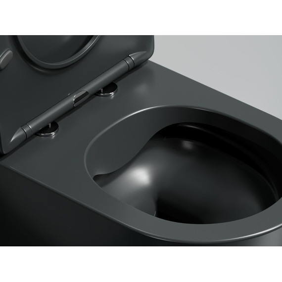 Унитаз подвесной безободковый Ceramicanova Modena Rimless CN6063MDH с крышкой микролифт, чёрный матовый - фото 5