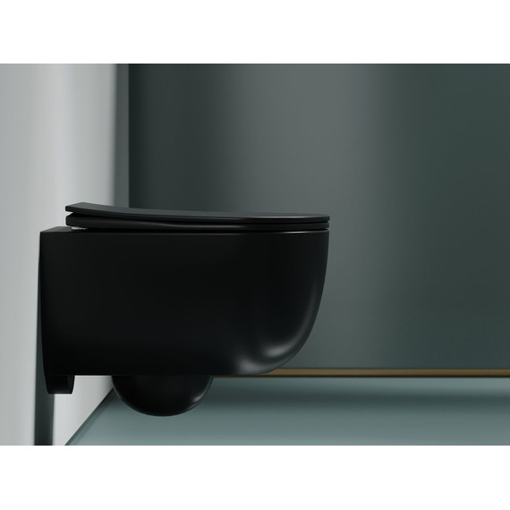Унитаз подвесной безободковый Ceramicanova Modena Rimless CN6063MDH с крышкой микролифт, чёрный матовый - фото 6