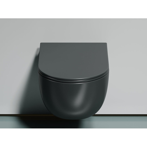 Унитаз подвесной безободковый Ceramicanova Modena Rimless CN6063MDH с крышкой микролифт, чёрный матовый - фото 7