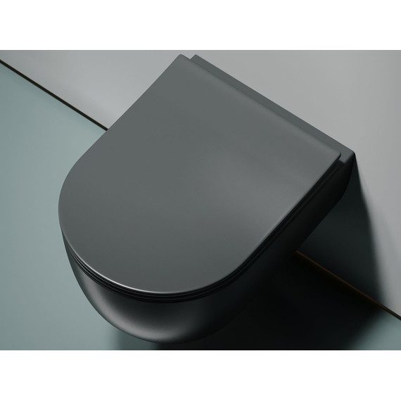 Унитаз подвесной безободковый Ceramicanova Modena Rimless CN6063MDH с крышкой микролифт, чёрный матовый - фото 9