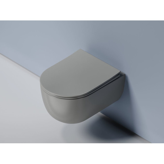 Унитаз подвесной безободковый Ceramicanova Modena Rimless CN6063MH с крышкой микролифт, серый матовый, Цвет производителя: тёмно-серый матовый - фото 2