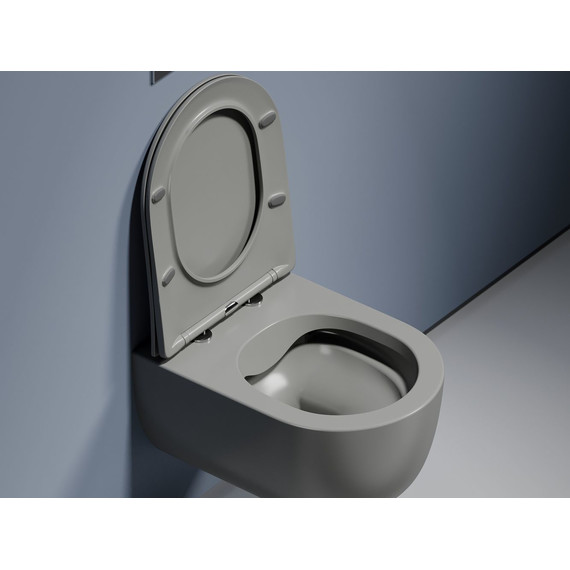 Унитаз подвесной безободковый Ceramicanova Modena Rimless CN6063MH с крышкой микролифт, серый матовый, Цвет производителя: тёмно-серый матовый - фото 3