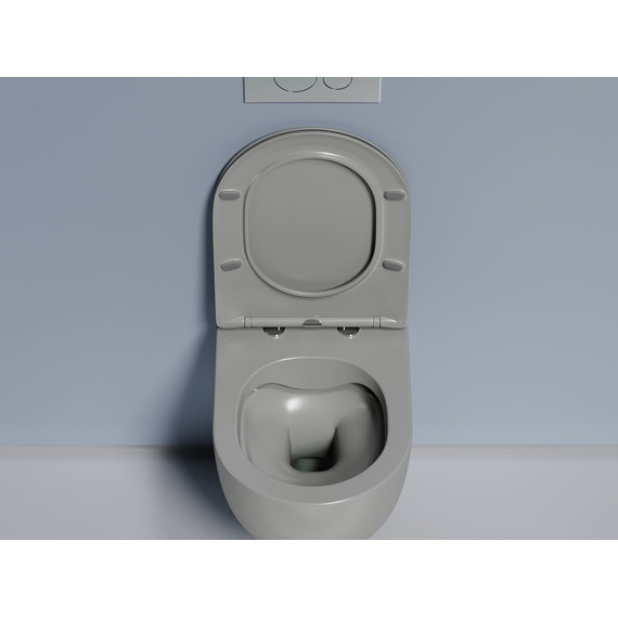 Унитаз подвесной безободковый Ceramicanova Modena Rimless CN6063MH с крышкой микролифт, серый матовый, Цвет производителя: тёмно-серый матовый - фото 4