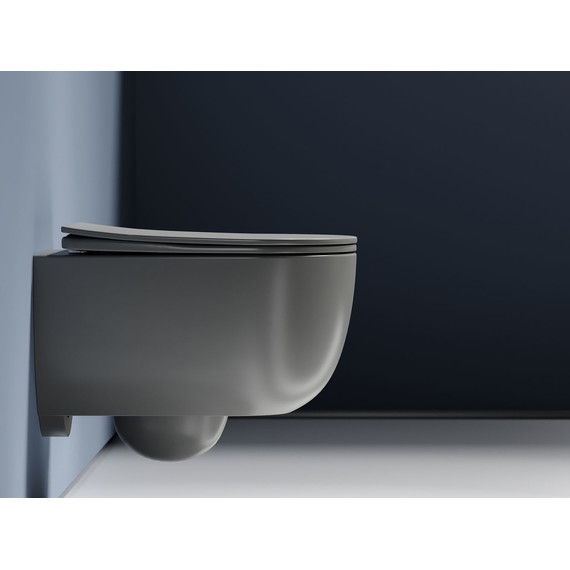 Унитаз подвесной безободковый Ceramicanova Modena Rimless CN6063MH с крышкой микролифт, серый матовый, Цвет производителя: тёмно-серый матовый - фото 6