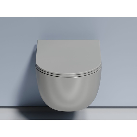 Унитаз подвесной безободковый Ceramicanova Modena Rimless CN6063MH с крышкой микролифт, серый матовый, Цвет производителя: тёмно-серый матовый - фото 7