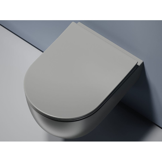 Унитаз подвесной безободковый Ceramicanova Modena Rimless CN6063MH с крышкой микролифт, серый матовый, Цвет производителя: тёмно-серый матовый - фото 9