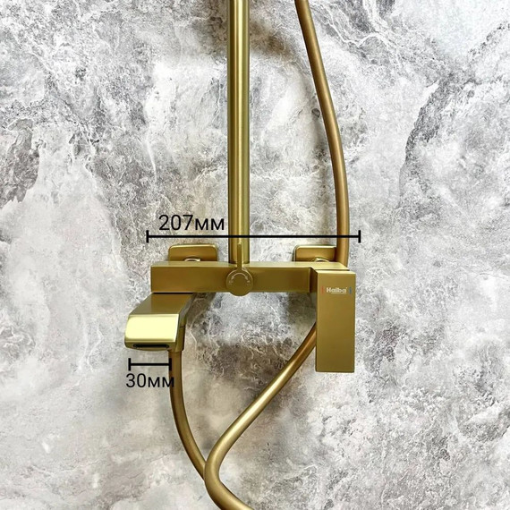 Душевой комплект Haiba: Душевая стойка HB24575-5 + смеситель для раковины HB10575-5, цвет золото - фото 14